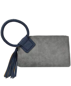 Fashion Cuff Handle Tassel Wristlet Clutch BP204 GRAY/JEAN /